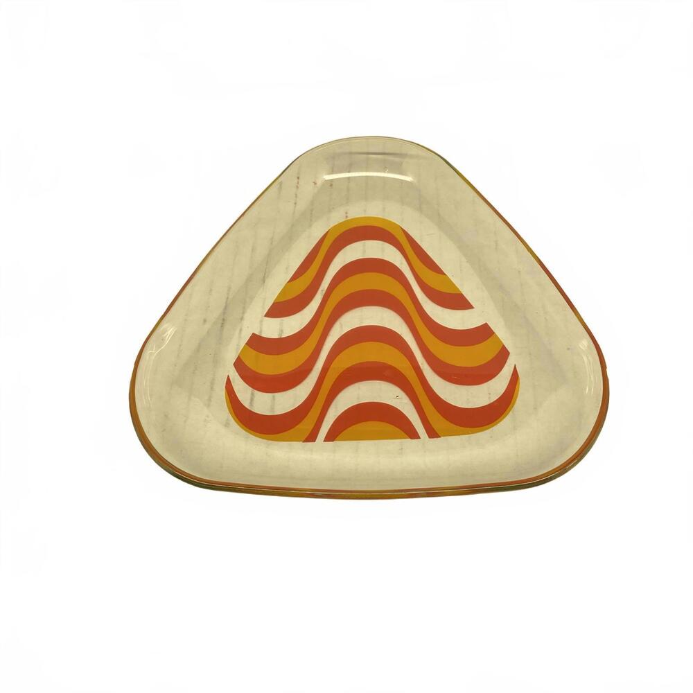 Vintage IKEA triangular plate with distinctive retro pattern